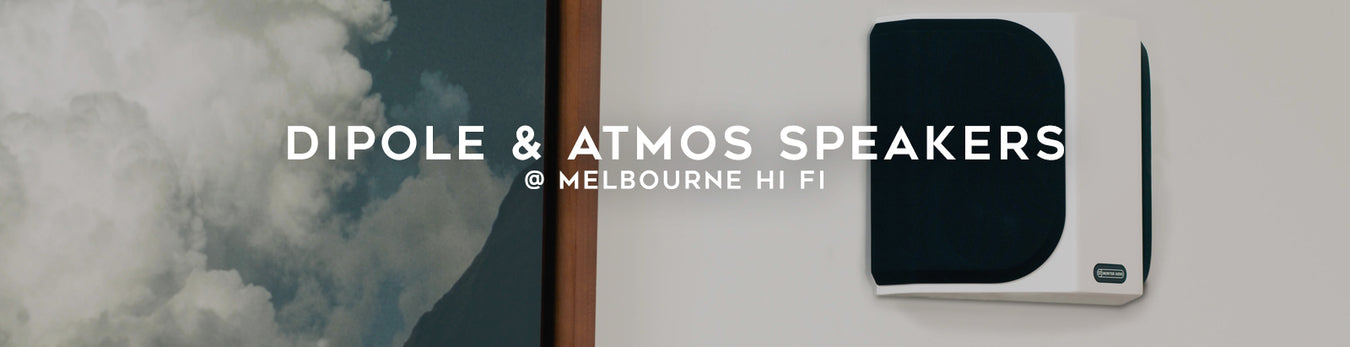 Dipole and Atmos surround speakers at Melbourne Hi Fi, Australia