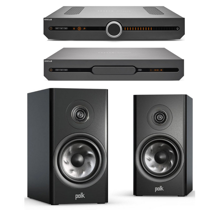 Roksan Attessa CD Transport and Streaming Amplifier with Polk R200 Speakers and cables Pack