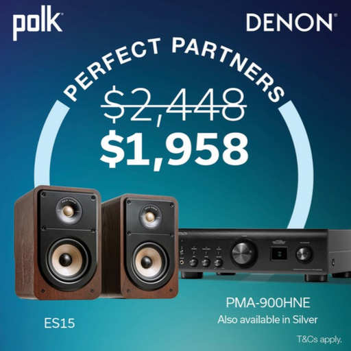 Polk ES15 Bookshelf Speakers and Denon PMA-900HNE | Melbourne Hi Fi1