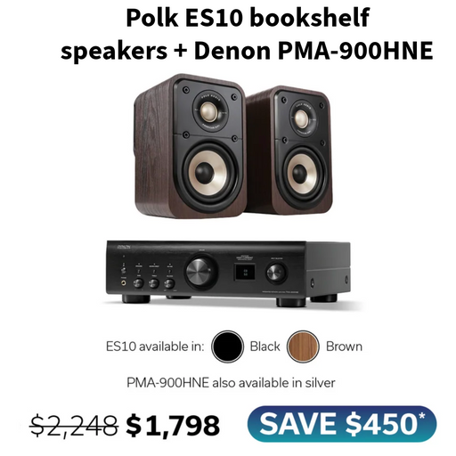 Polk ES10 Bookshelf Speakers and Denon PMA-900HNE | Melbourne Hi Fi2
