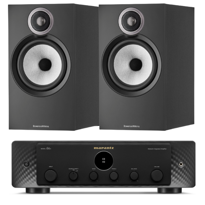 Bowers & Wilkins 606 S3 Bookshelf Speakers and Marantz Model 60n Amplifier Package