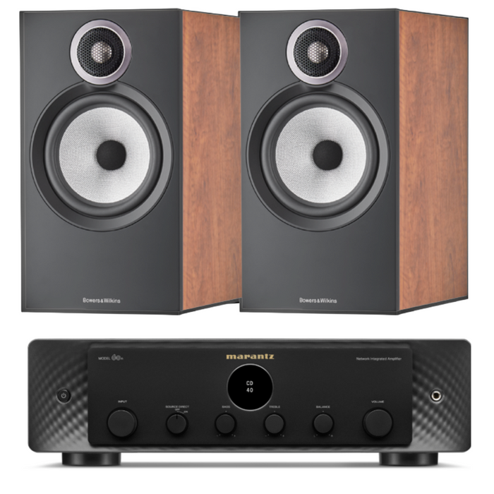 Bowers & Wilkins 606 S3 Bookshelf Speakers and Marantz Model 60n Amplifier Package