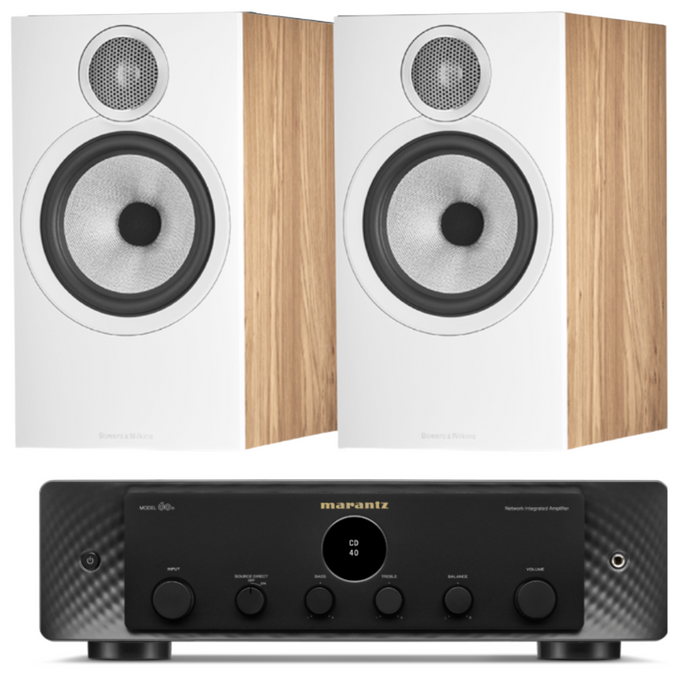Bowers & Wilkins 606 S3 Bookshelf Speakers and Marantz Model 60n Amplifier Package