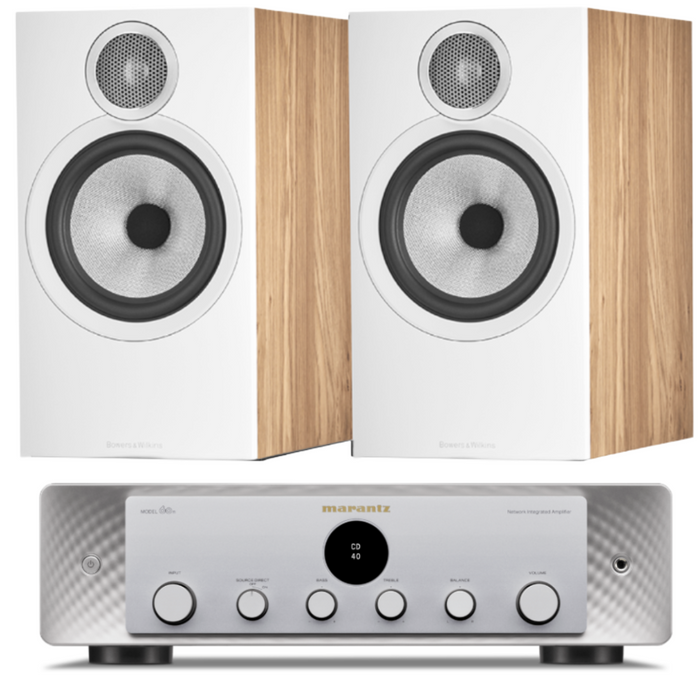 Bowers & Wilkins 606 S3 Bookshelf Speakers and Marantz Model 60n Amplifier Package