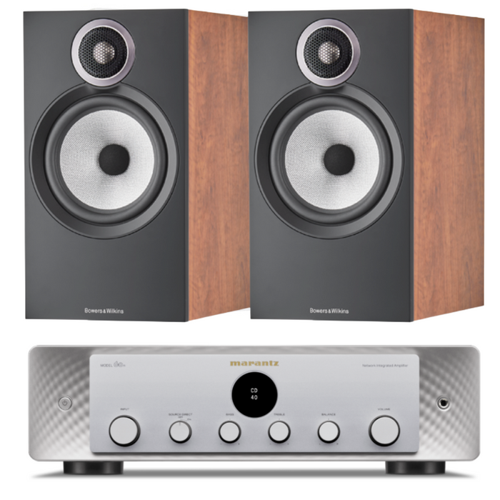 Bowers & Wilkins 606 S3 Bookshelf Speakers and Marantz Model 60n Amplifier Package