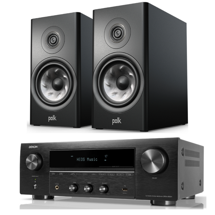 Polk R100 Bookshelf Speakers and Denon DRA-900H Package