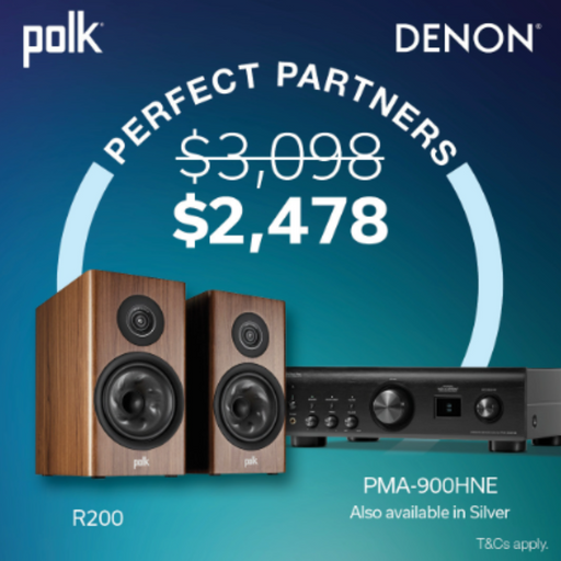 Polk R200 Bookshelf Speakers and Denon PMA-900HNE| Melbourne Hi Fi1
