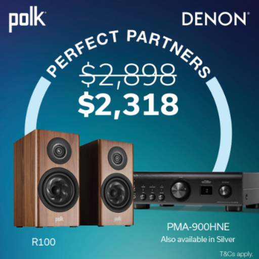 Polk R100 Bookshelf Speakers and Denon PMA-900HNE | Melbourne Hi Fi1