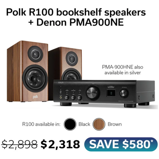 Polk R100 Bookshelf Speakers and Denon PMA-900HNE | Melbourne Hi Fi2