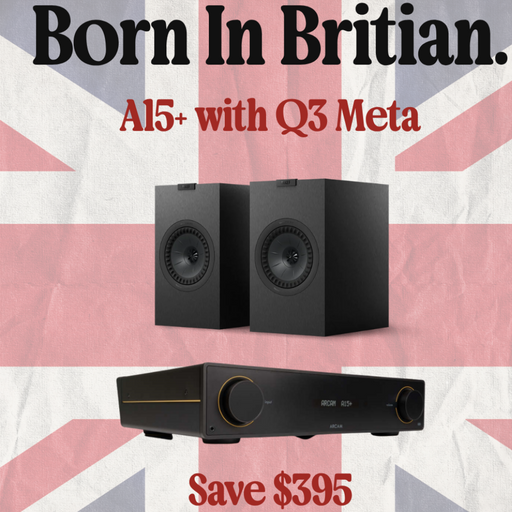 Arcam A15+ Amplifier and KEF Q3 Meta Bookshelf Speakers Package|Melbourne Hi Fi1