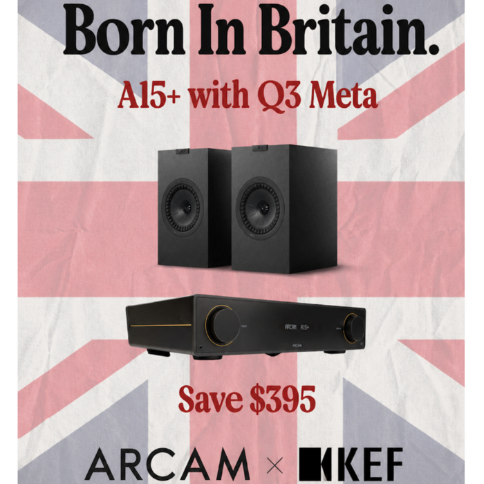 Arcam A15+ Integrated Amplifier and KEF Q3 Meta Bookshelf Speakers Package