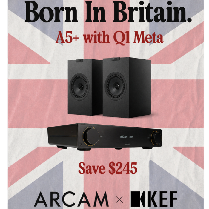 Arcam A5+ Integrated Amplifier and KEF Q1 Meta Bookshelf Speakers Package