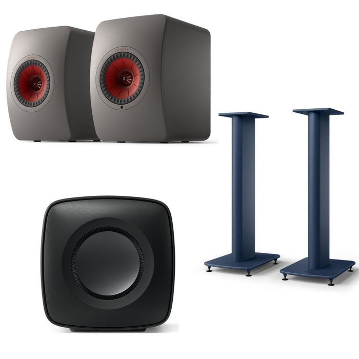 KEF|LS50 Wireless II Speakers, KC62 Subwoofer and S2 Floor Stands